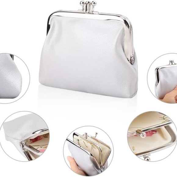 2 Packs PU Coin Purse Double Pocket Change Pouch Clutch Wallet with Clasp Closur - Picture 3 of 9